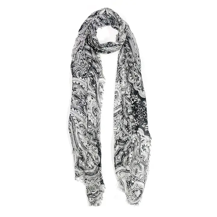 Hank Cashmere Vintage Paisley Scarf, Black