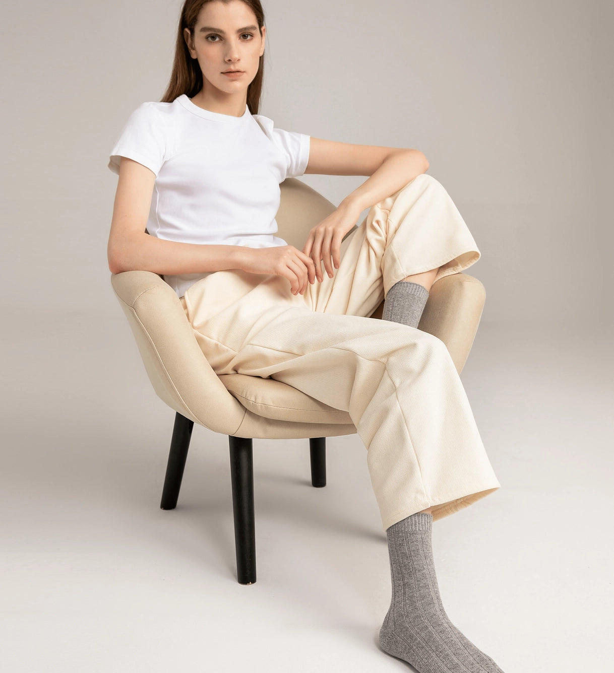 Hank Cashmere Cuff Socks in Grey