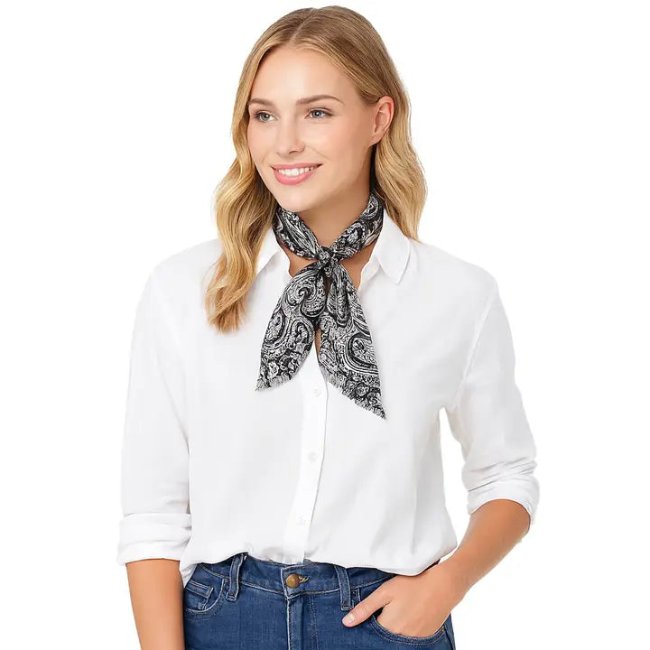 Hank Cashmere Vintage Paisley Neckerchief, Black