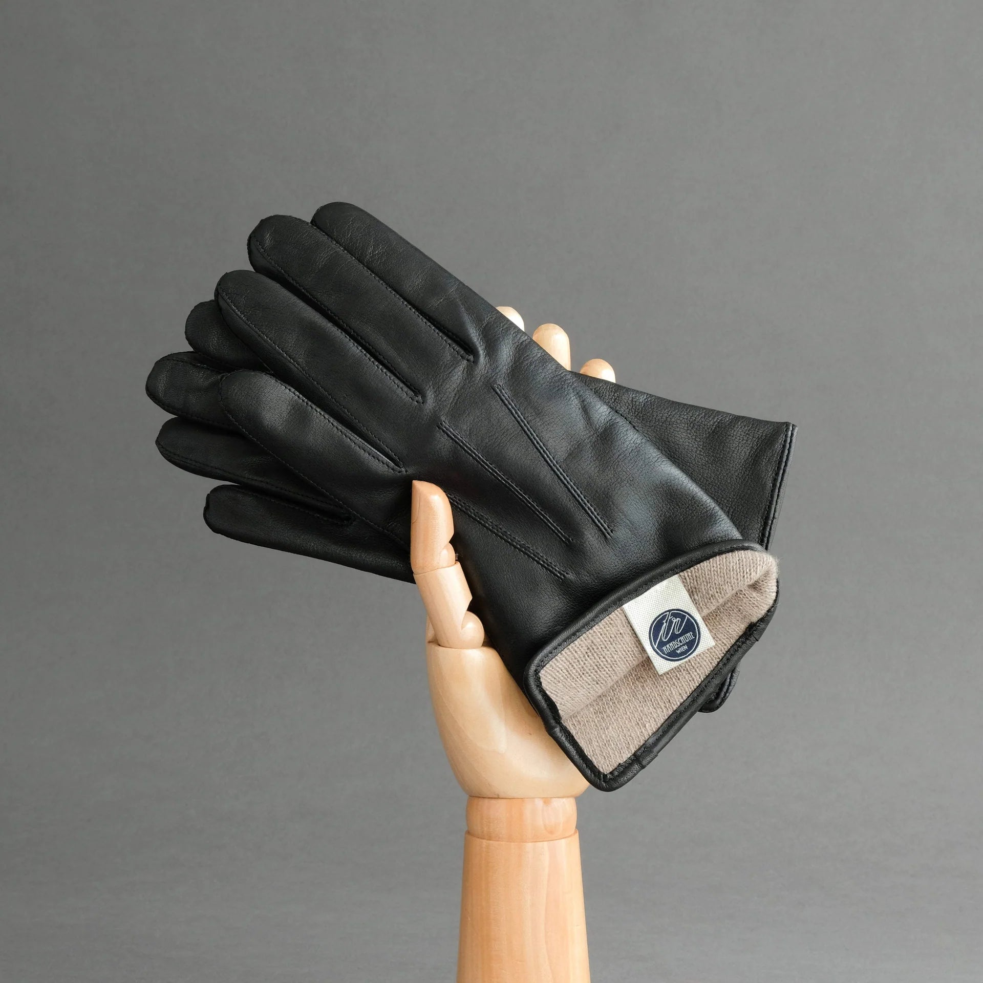 Men's Nappa Leather Cashmere Lined Gloves, Black