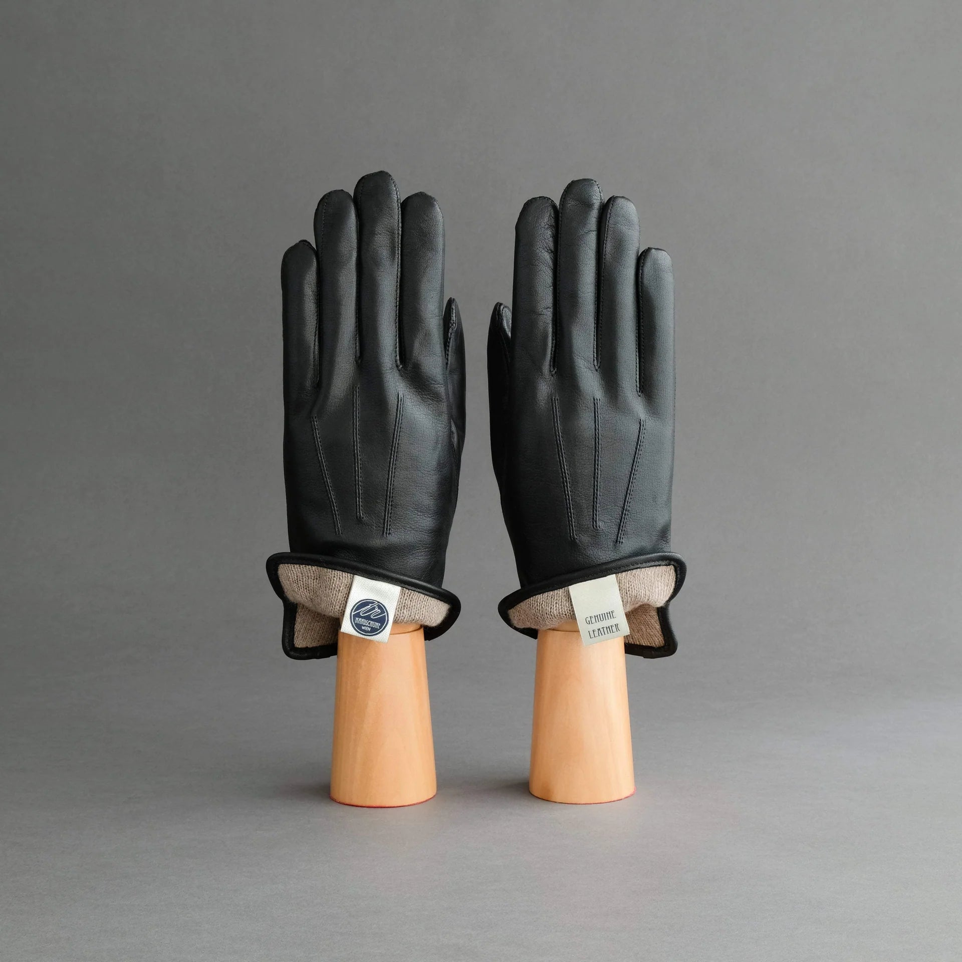 Men's Nappa Leather Cashmere Lined Gloves, Black