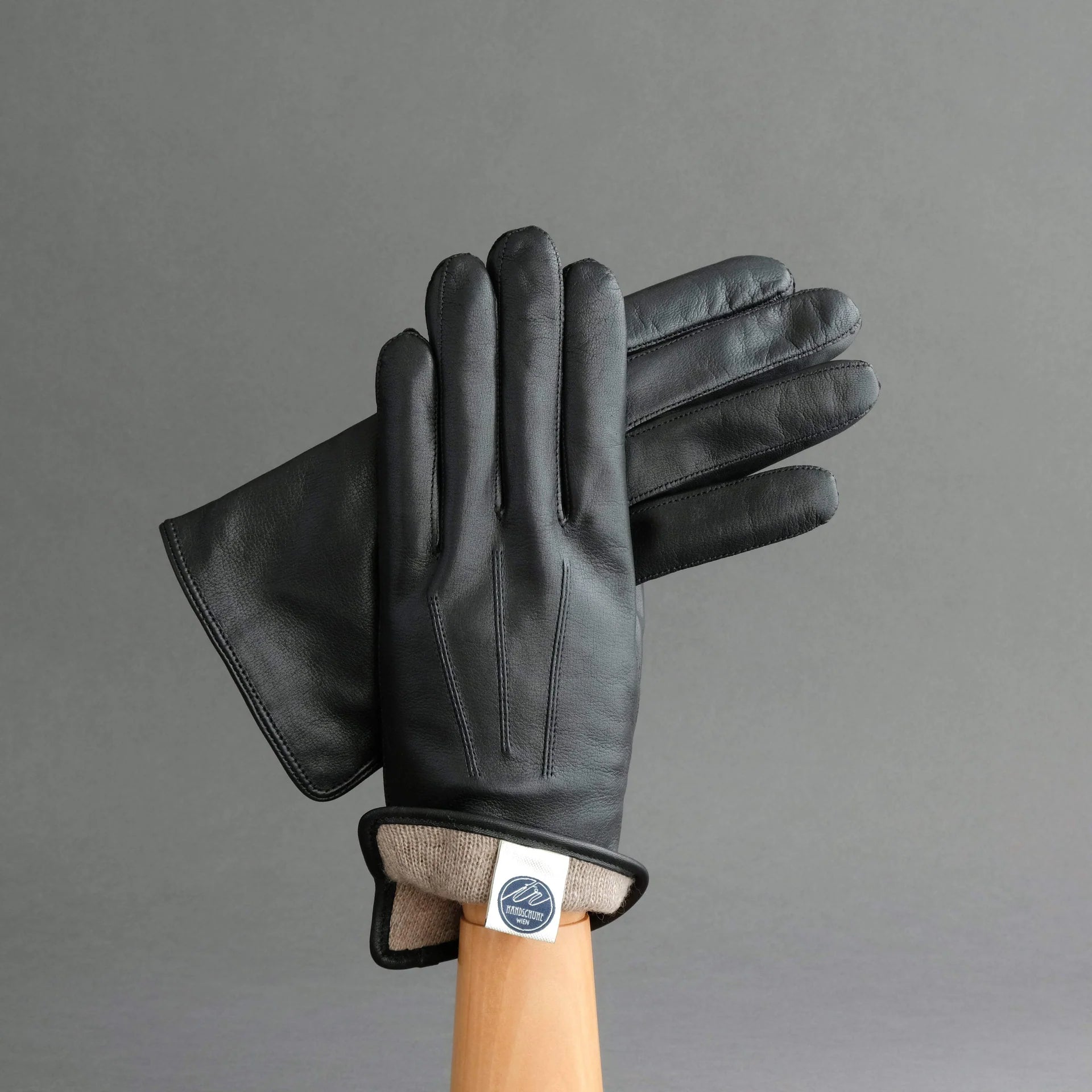 Men's Nappa Leather Cashmere Lined Gloves, Black