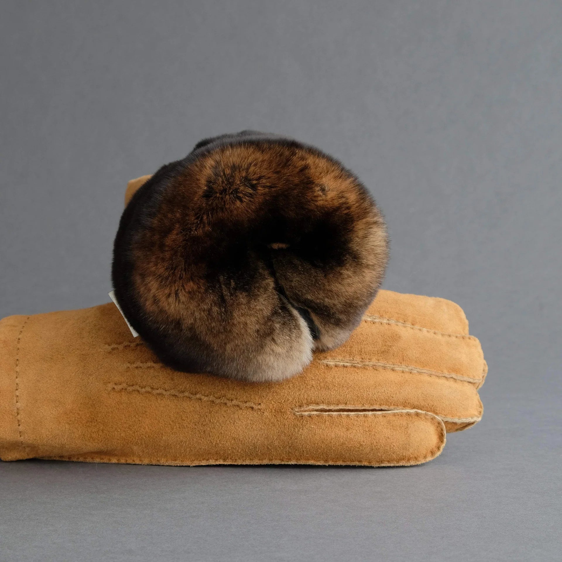 Men's Goatskin Orylag Fur Lined Gloves, Cognac