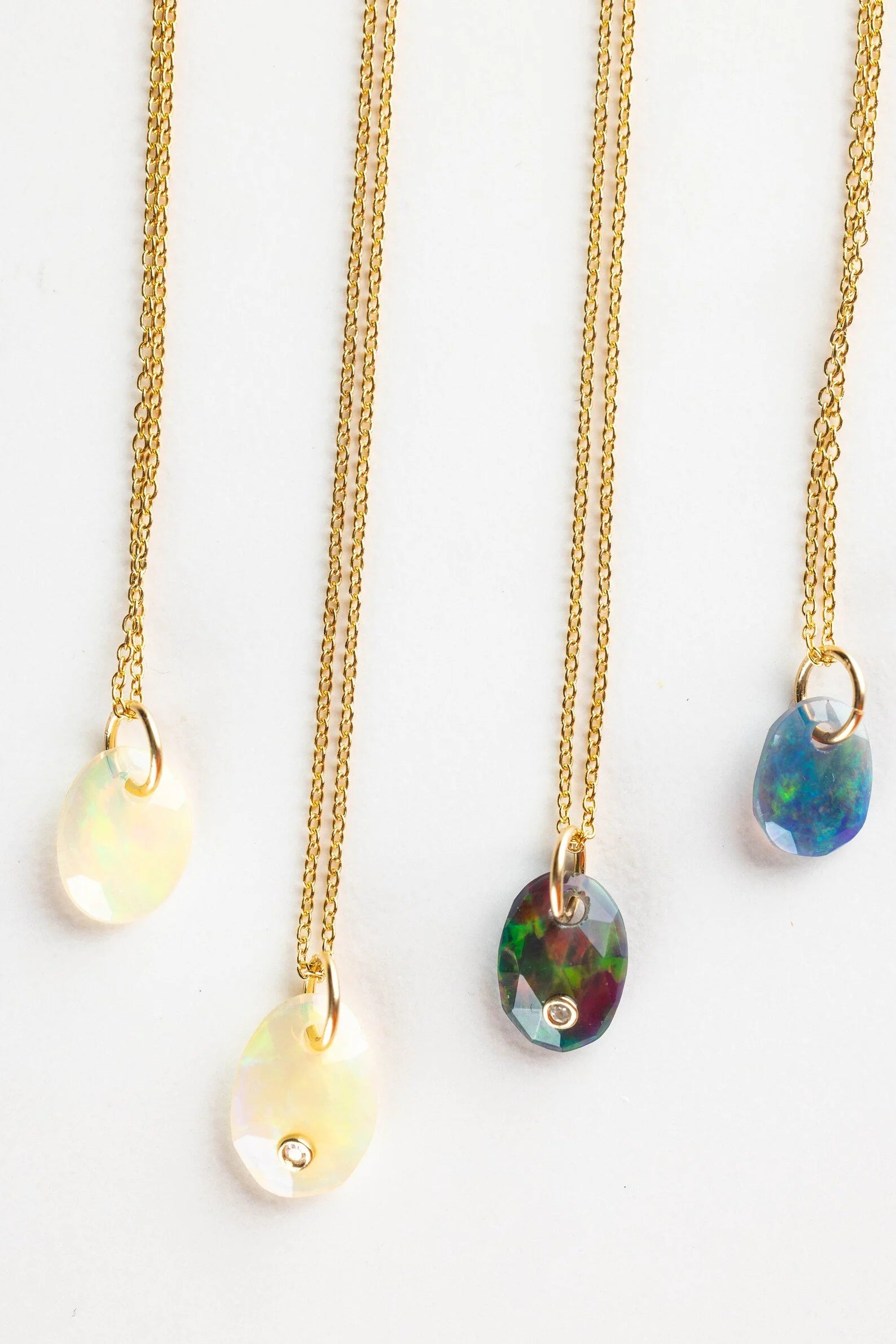 Opal Diamond Gemstone Necklace