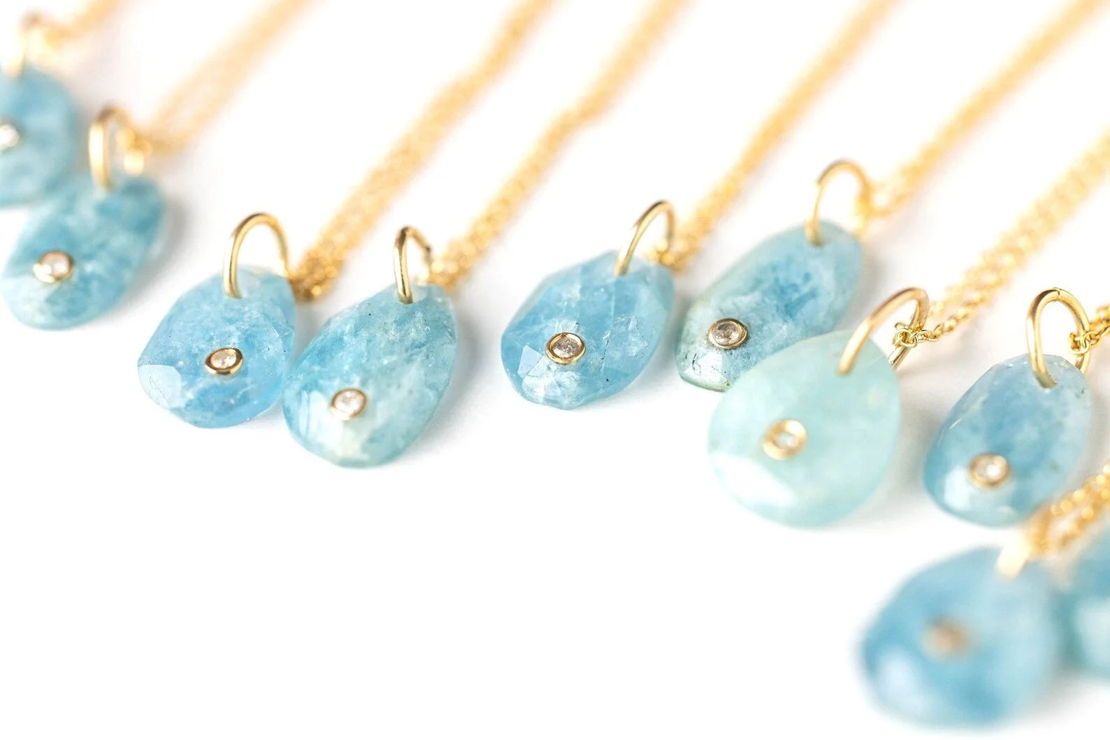 Aquamarine Diamond Gemstone Necklace